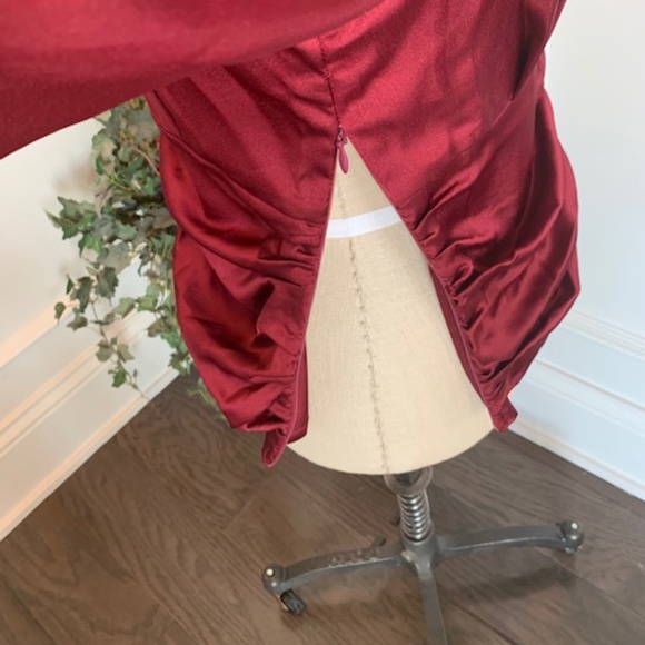 Satin Blouse w/Ruched Neckline & Waistline - Picture 9 of 11